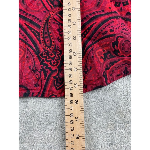 Jones New York Signature Red Black Paisley Button Up Top Blouse XL - Picture 8 of 11
